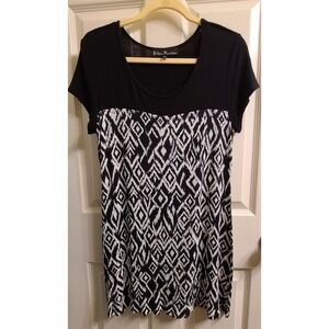 Ellen Parker Woman's Slip On Dress Size Medium Stretch Black & White Comfort EUC